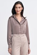 Satynowa koszula body K80 Mocca - Nife Nife Satynowa koszula body K80 Mocca - Nife Nife