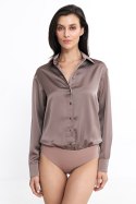 Satynowa koszula body K80 Mocca - Nife Nife Satynowa koszula body K80 Mocca - Nife Nife