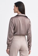 Satynowa koszula body K80 Mocca - Nife Nife Satynowa koszula body K80 Mocca - Nife Nife