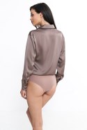 Satynowa koszula body K80 Mocca - Nife Nife Satynowa koszula body K80 Mocca - Nife Nife