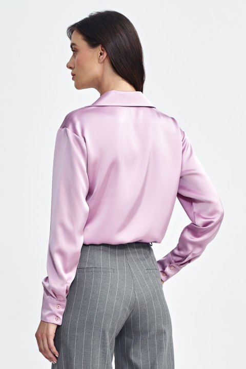 Satynowa koszula body K80 Pink - Nife Nife Satynowa koszula body K80 Pink - Nife Nife