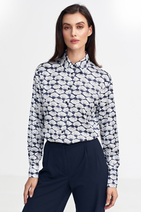 Satynowa koszula body K83 Navy/Wzór - Nife Nife Satynowa koszula body K83 Navy/Wzór - Nife Nife