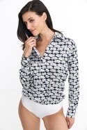 Satynowa koszula body K83 Navy/Wzór - Nife Nife Satynowa koszula body K83 Navy/Wzór - Nife Nife