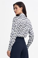 Satynowa koszula body K83 Navy/Wzór - Nife Nife Satynowa koszula body K83 Navy/Wzór - Nife Nife
