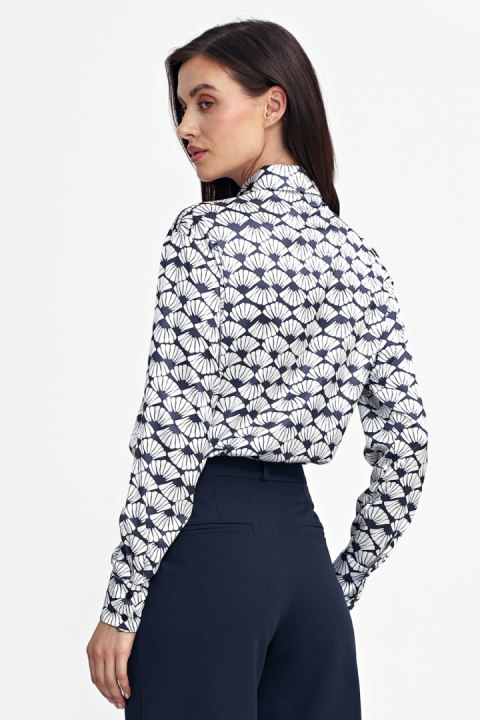 Satynowa koszula body K83 Navy/Wzór - Nife Nife Satynowa koszula body K83 Navy/Wzór - Nife Nife