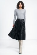 Spódnica Czarna spódnica midi z ecoskóry SP71 Black - Nife Nife Spódnica Czarna spódnica midi z ecoskóry SP71 Black - Nife Nife