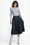 Spódnica Czarna spódnica midi z ecoskóry SP71 Black - Nife Nife Spódnica Czarna spódnica midi z ecoskóry SP71 Black - Nife Nife