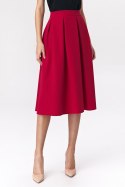 Spódnica Rozkloszowana czerwona spódnica midi SP50 Red - Nife Nife Spódnica Rozkloszowana czerwona spódnica midi SP50 Red - Nife Nife