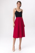 Spódnica Rozkloszowana czerwona spódnica midi SP50 Red - Nife Nife Spódnica Rozkloszowana czerwona spódnica midi SP50 Red - Nife Nife