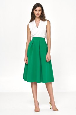 Spódnica Rozkloszowana zielona spódnica midi SP69 Green - Nife Nife