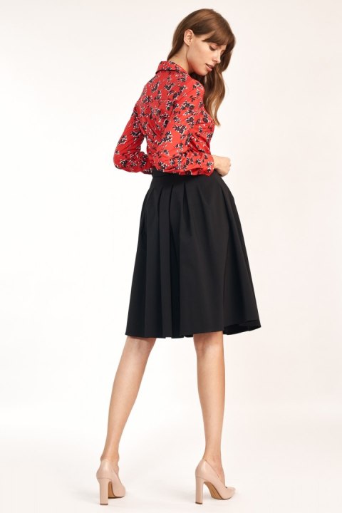 Spódnica midi z paskiem w kolorze czarnym SP63 Black - Nife Nife Spódnica midi z paskiem w kolorze czarnym SP63 Black - Nife Nife