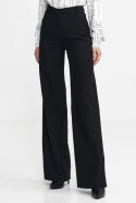 Spodnie bootcut, z krytym guzikiem SD101 Black - Nife Nife Spodnie bootcut, z krytym guzikiem SD101 Black - Nife Nife