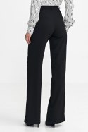 Spodnie bootcut, z krytym guzikiem SD101 Black - Nife Nife Spodnie bootcut, z krytym guzikiem SD101 Black - Nife Nife