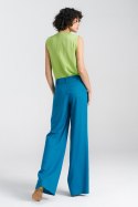 Spodnie lniane wide leg SD85 Blue - Nife Nife Spodnie lniane wide leg SD85 Blue - Nife Nife