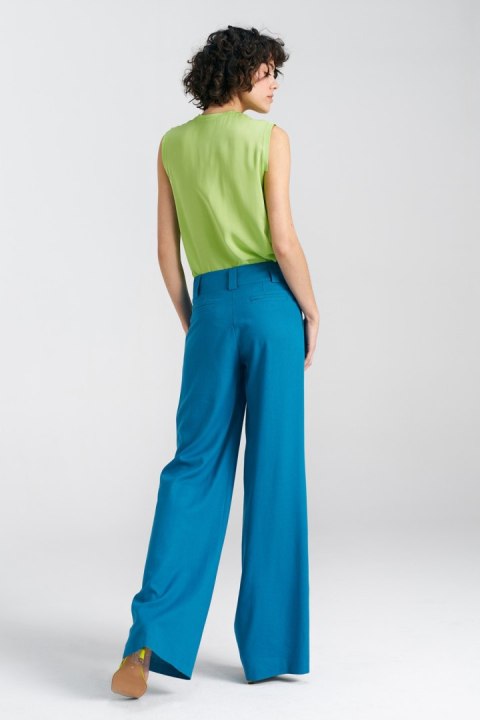 Spodnie lniane wide leg SD85 Blue - Nife Nife Spodnie lniane wide leg SD85 Blue - Nife Nife