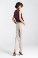 Spodnie lniane z gumką w pasie SD84 Beige - Nife Nife Spodnie lniane z gumką w pasie SD84 Beige - Nife Nife
