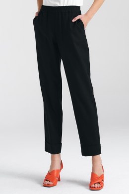 Spodnie lniane z gumką w pasie SD84 Black - Nife Nife