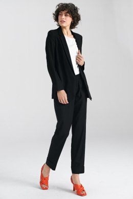 Spodnie lniane z gumką w pasie SD84 Black - Nife Nife