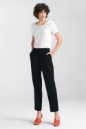 Spodnie lniane z gumką w pasie SD84 Black - Nife Nife