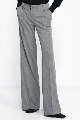Spodnie wide leg w czarną jodełkę SD82 Black - Nife Nife