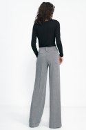 Spodnie wide leg w czarną jodełkę SD82 Black - Nife Nife Spodnie wide leg w czarną jodełkę SD82 Black - Nife Nife