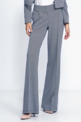 Spodnie wide leg w granatową jodełkę SD82 Navy - Nife Nife