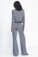 Spodnie wide leg w granatową jodełkę SD82 Navy - Nife Nife Spodnie wide leg w granatową jodełkę SD82 Navy - Nife Nife