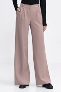 Spodnie z zakładkami wide leg SD104 Beige - Nife Nife Spodnie z zakładkami wide leg SD104 Beige - Nife Nife