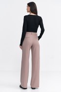 Spodnie z zakładkami wide leg SD104 Beige - Nife Nife Spodnie z zakładkami wide leg SD104 Beige - Nife Nife