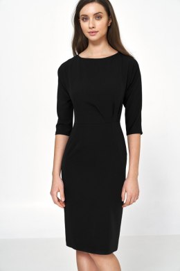 Sukienka Czarna sukienka z asymetrycznymi draperiami S218 Black - Nife Nife