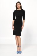 Sukienka Czarna sukienka z asymetrycznymi draperiami S218 Black - Nife Nife Sukienka Czarna sukienka z asymetrycznymi draperiami S218 Black - Nife Nife