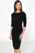 Sukienka Czarna sukienka z asymetrycznymi draperiami S218 Black - Nife Nife Sukienka Czarna sukienka z asymetrycznymi draperiami S218 Black - Nife Nife