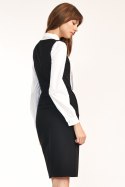 Sukienka Czarna sukienka z guzikami S183 Black - Nife Nife Sukienka Czarna sukienka z guzikami S183 Black - Nife Nife