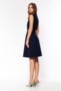 Sukienka Granatowa elegancka sukienka bez rękawów S200 Navy - Nife Nife Sukienka Granatowa elegancka sukienka bez rękawów S200 Navy - Nife Nife