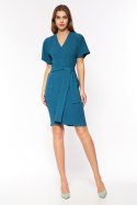 Sukienka Lazurowa elegancka sukienka z wiązaniem w pasie S204 Lazur - Nife Nife Sukienka Lazurowa elegancka sukienka z wiązaniem w pasie S204 Lazur - Nife Nife