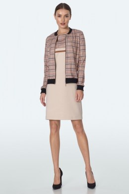 Sukienka Prosta sukienka z kieszeniami w beżową kratę S160 Beige/Krata - Nife Nife