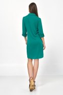 Sukienka Zielona sukienka oversize z podwijanym rękawem S226 Green - Nife Nife Sukienka Zielona sukienka oversize z podwijanym rękawem S226 Green - Nife Nife