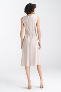 Sukienka lniana bez rękawów S237 Beige - Nife Nife Sukienka lniana bez rękawów S237 Beige - Nife Nife