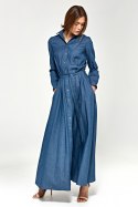 Sukienka maxi z długim rękawem S93 Jeans - Nife Nife Sukienka maxi z długim rękawem S93 Jeans - Nife Nife