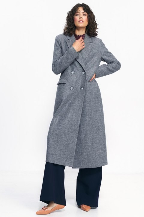 Szary płaszcz oversize PL20 Grey - Nife Nife Szary płaszcz oversize PL20 Grey - Nife Nife