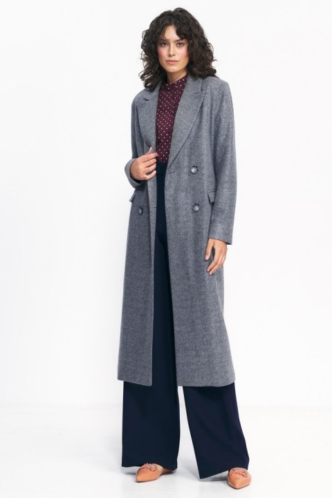 Szary płaszcz oversize PL20 Grey - Nife Nife Szary płaszcz oversize PL20 Grey - Nife Nife