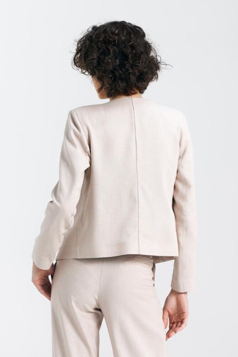 Żakiet typu chanel lniany Z54 Beige - Nife Nife Żakiet typu chanel lniany Z54 Beige - Nife Nife