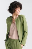 Żakiet typu chanel lniany Z54 Green Pistacjowy - Nife Nife Żakiet typu chanel lniany Z54 Green Pistacjowy - Nife Nife