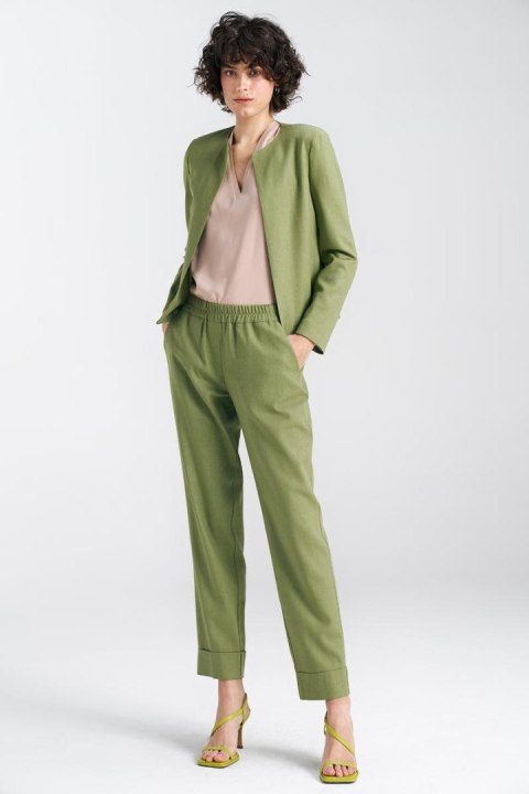 Żakiet typu chanel lniany Z54 Green Pistacjowy - Nife Nife Żakiet typu chanel lniany Z54 Green Pistacjowy - Nife Nife
