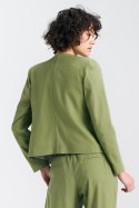 Żakiet typu chanel lniany Z54 Green Pistacjowy - Nife Nife Żakiet typu chanel lniany Z54 Green Pistacjowy - Nife Nife