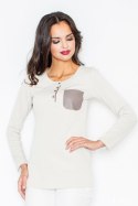 Bluzka Model M156 Beige - Figl Figl Bluzka Model M156 Beige - Figl Figl