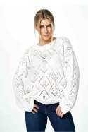 Sweter Damski Model M887 Ecru - Figl Figl Sweter Damski Model M887 Ecru - Figl Figl