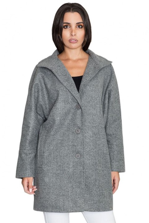 Płaszcz Damski Model M589 Grey - Figl Figl Płaszcz Damski Model M589 Grey - Figl Figl