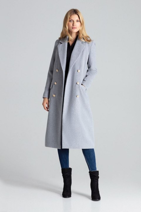 Płaszcz Damski Model M681 Grey - Figl Figl Płaszcz Damski Model M681 Grey - Figl Figl