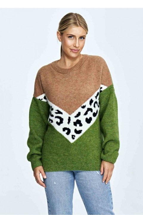 Sweter Damski Model M905 Green/Brown - Figl Figl Sweter Damski Model M905 Green/Brown - Figl Figl